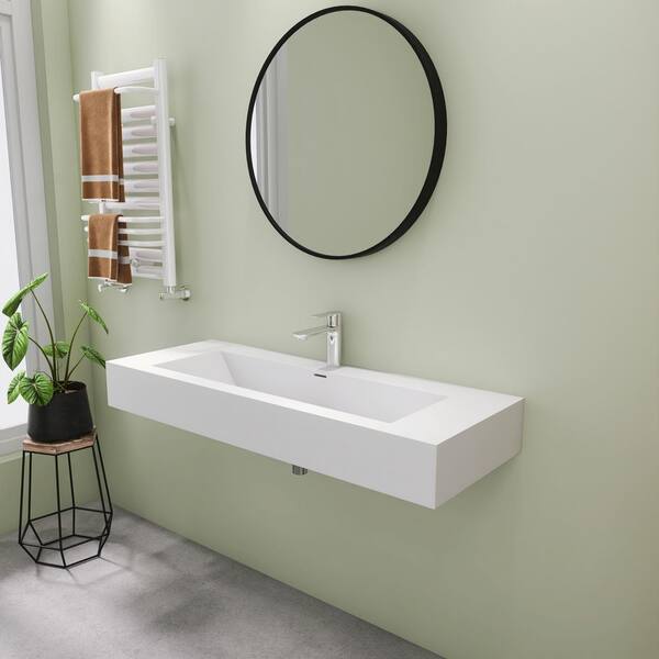 しページ SJ STAR&JANE 48 in. x 18 in. x 6 in. Wall Mounted Bathroom Sink