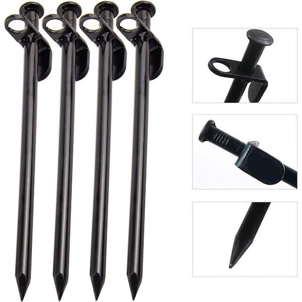 Wellco 0.39 in. x 11.8 in. Black Camping Stake (12-Pack)