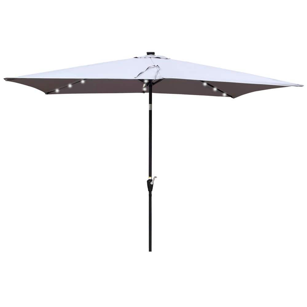 10 x 6.5 ft. Solar LED Patio Umbrella in Light Slate Grey with 26 Lights Push Button Tilt 45 Degree Rotation price history on PriceWatchPro