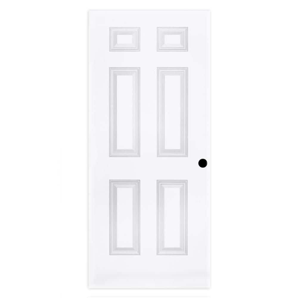 28 in. x 80 in. 6 Panel Single Bore Solid Core White Primed Wood Interior Door Slab price history on PriceWatchPro