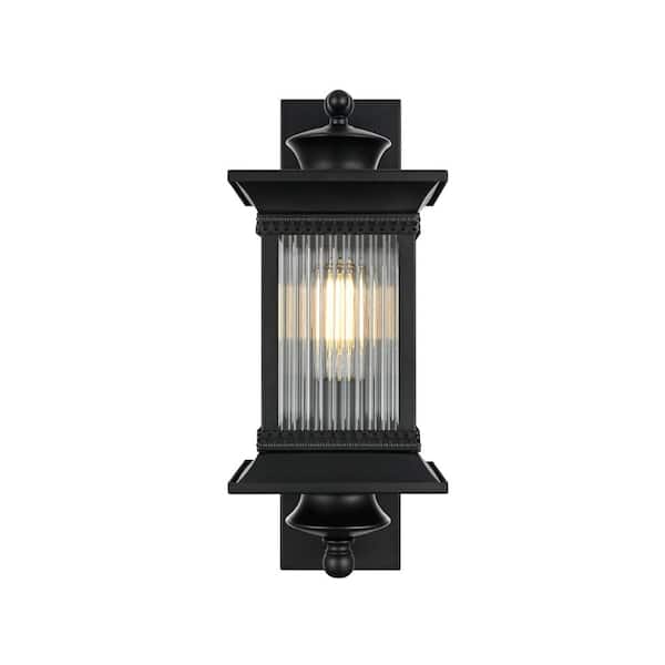 18.5 in. Black Outdoor Hardwired Wall Sconce with No Bulbs Included