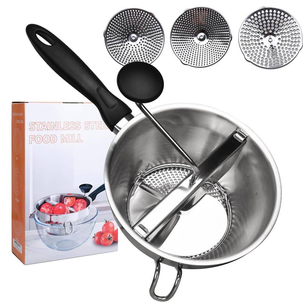 Stainless Steel Rotary Food Mill with 3 Grinding Discs, Ergonomic Food Mill for Mashed Potatoes & Jams, Dishwasher Safe price history on PriceWatchPro