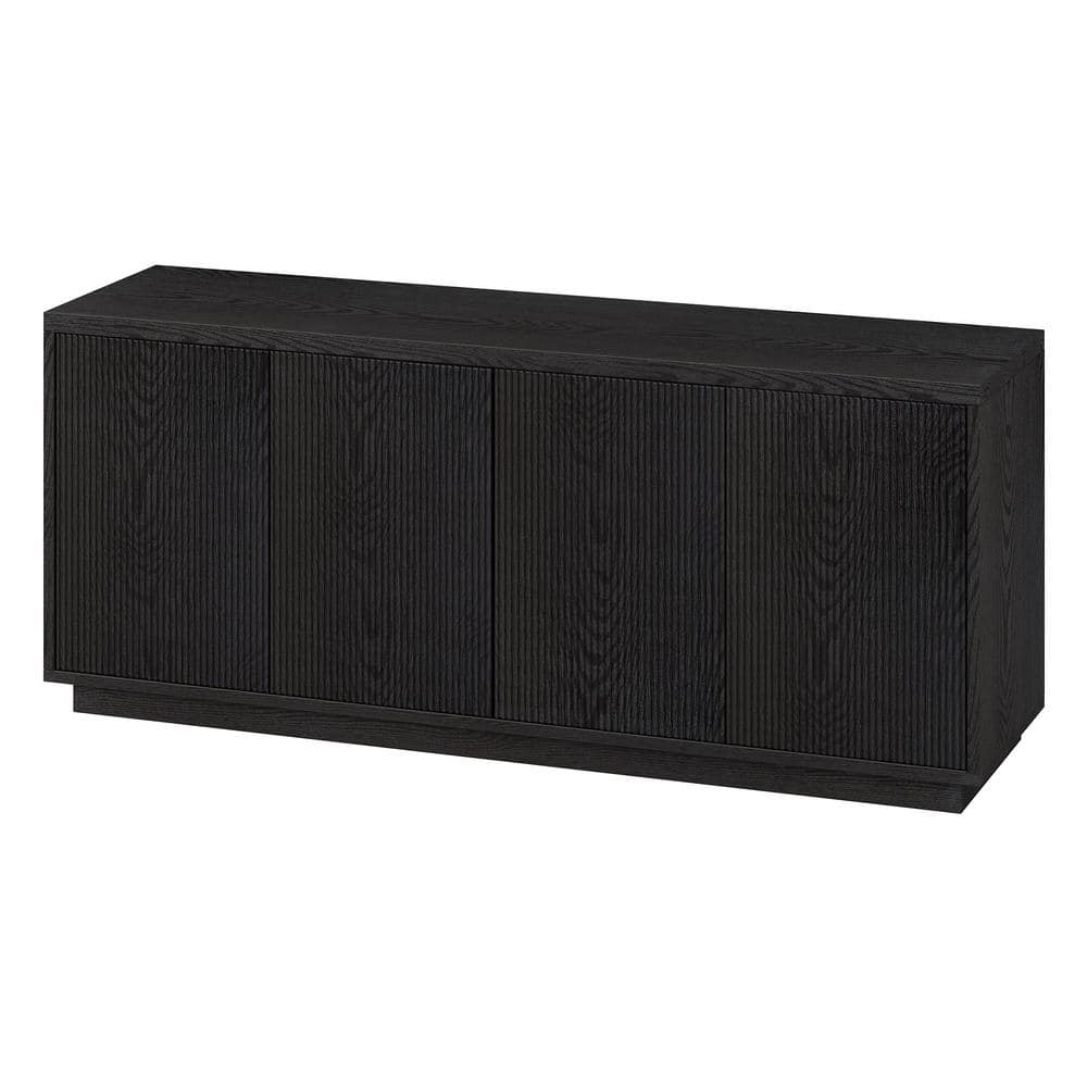 Evelyn&Zoe Hanson Rectangular TV Stand for TV's up to 65", Black Grain