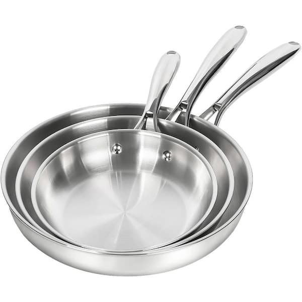 18/10 Stainless Steel Nonstick Skillet Set, 8 in 9.5 in 11 in, Induction Compatible, Triply Base, 3-Piece