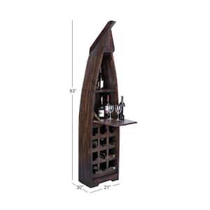 12-Bottle Brown Boat Standing Wine Rack with Foldable Tray