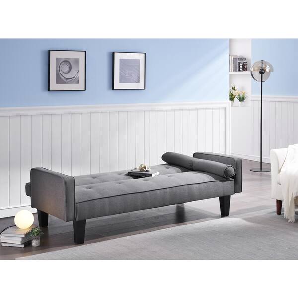 Z-joyee 72. in. Wide Dark Gray Linen Modern Twin Size Sofa