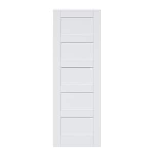 28 in. x 80 in. 5-Lite Paneled Blank Solid Core Composite Manufacture Wood White Primed Interior Door Slab