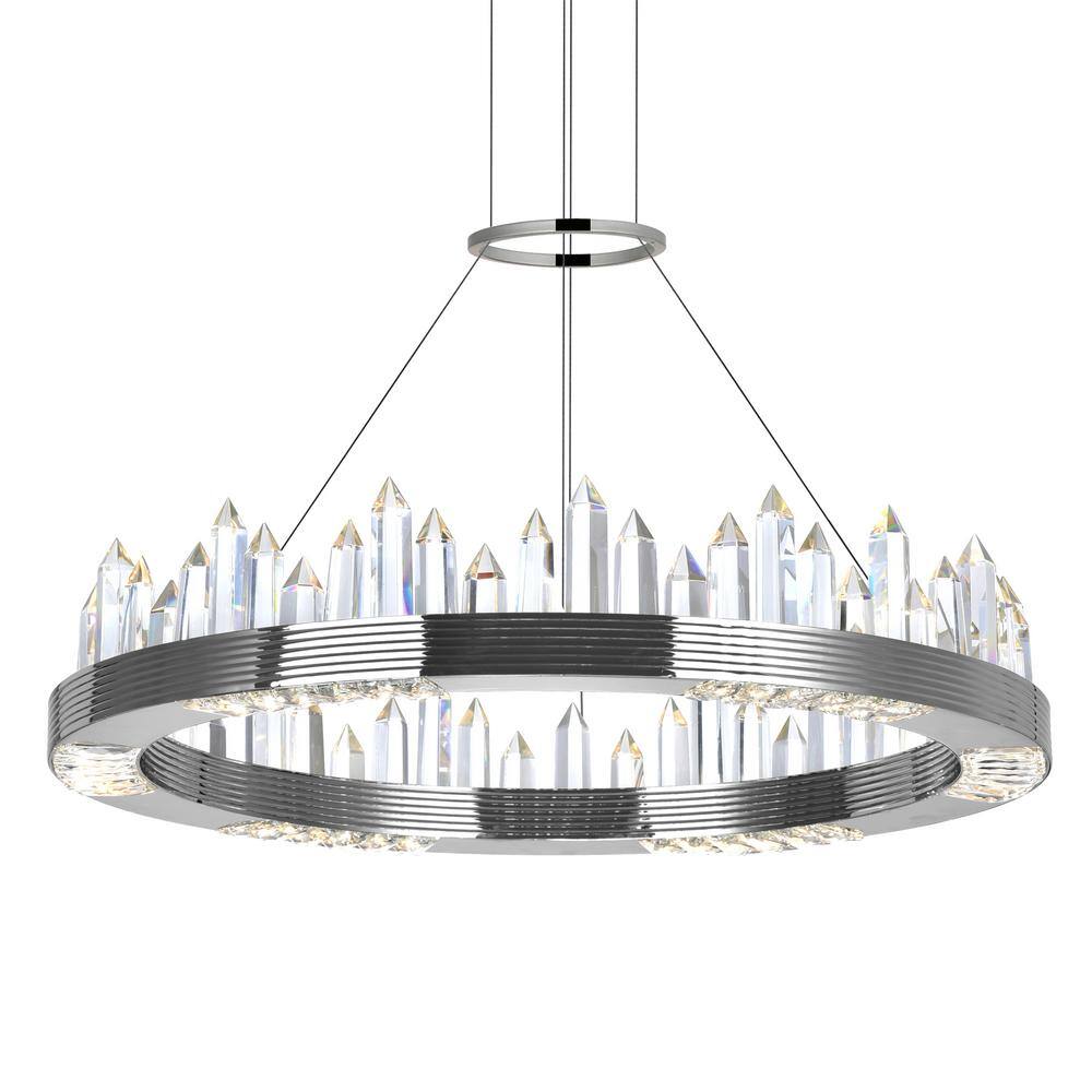 Agassiz 24'' Polished Nickel LED Chandelier with Crystal Towers