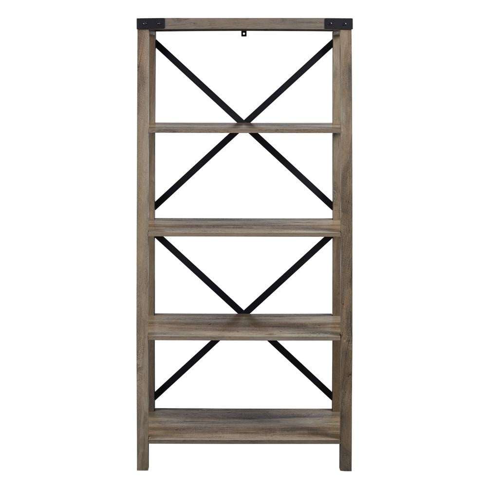 Gray 64" Water Resistant 4-Shelf Wood Bookcase