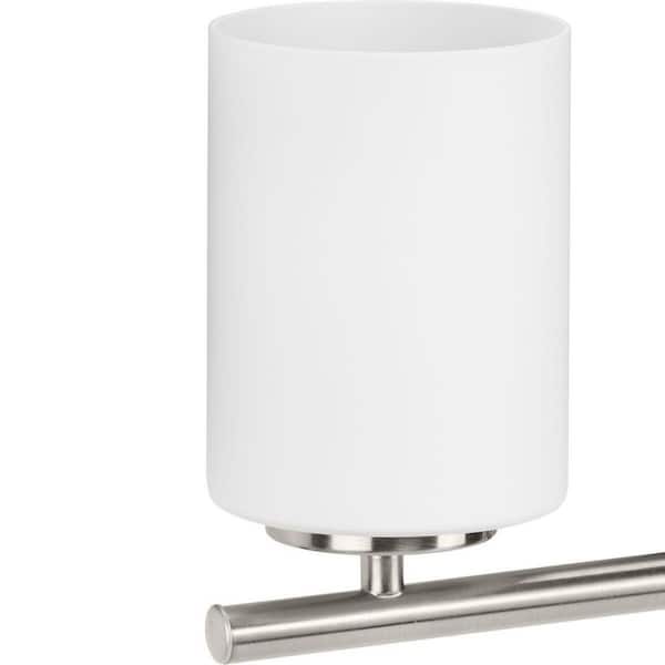 Replay Collection 31 in. 4-Light Brushed Nickel Etched Glass Modern Bathroom Vanity Light