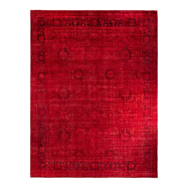 Overdyed Red 12 ft. x 15 ft. Solid Wool Indoor Area Rug