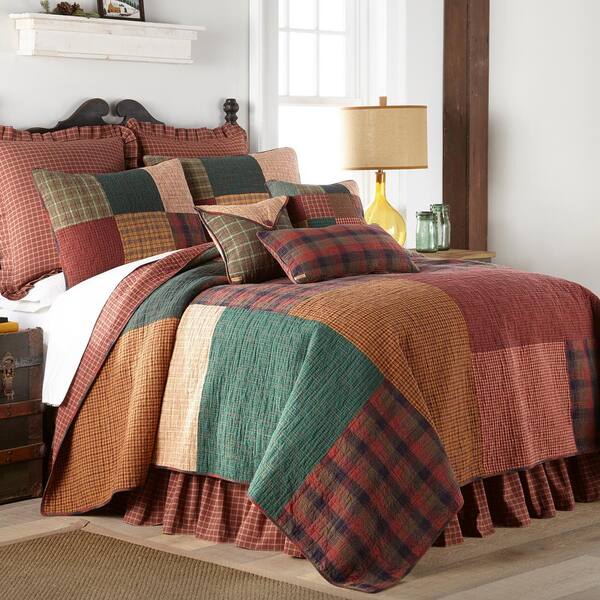 Donna Sharp Campfire Patchwork Quilted Rustic Country Twin 3-Piece Bedding Set 