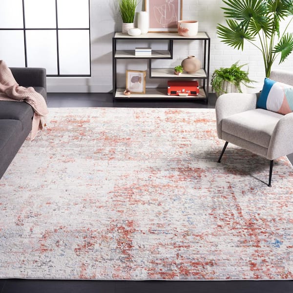 Shivan 8 ft. x 10 ft. Ivory/Rust Distressed Area Rug