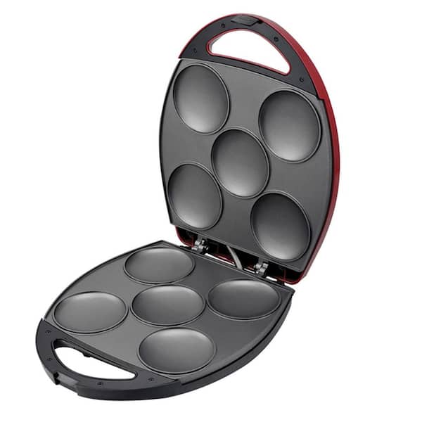 1200-Watt 5 Piece Non-Stick Arepa Maker Specialty Grill in Red