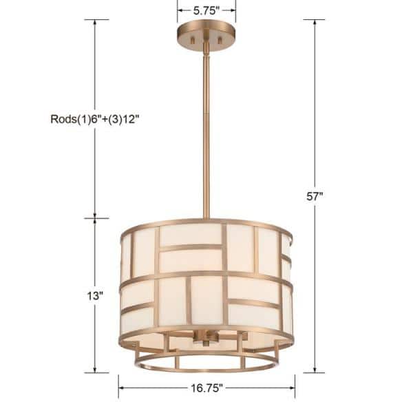 Vibrant Gold Mini Drum Chandelier with White Silk Shade