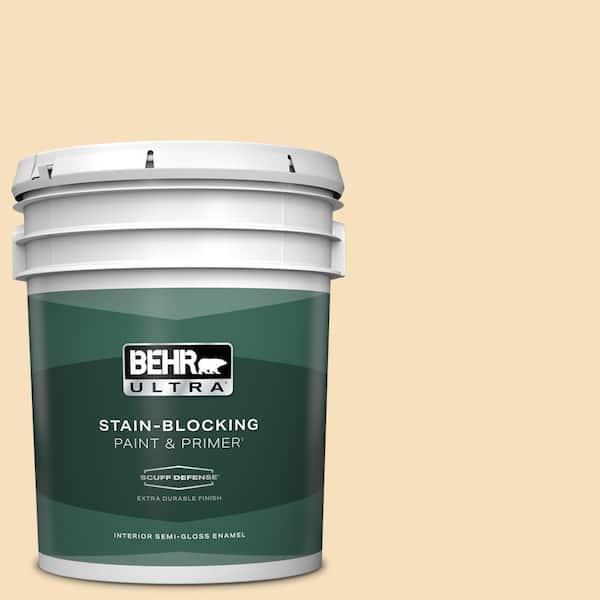 BEHR ULTRA 5 gal. #310E-2 Stable Hay Extra Durable Semi-Gloss Enamel Interior Paint & Primer