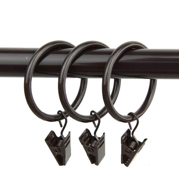 Rod Desyne Cocoa Nickel Curtain Rings with Clips (Set of 10)