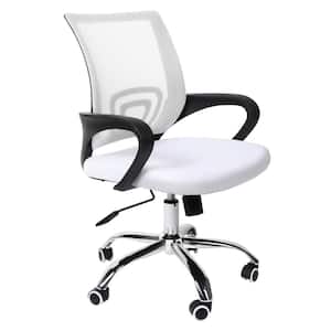 Mesh Ergonomic Office Swivel Chair in White Adjustable Height Task Chair with Lumbar Support and Armrest
