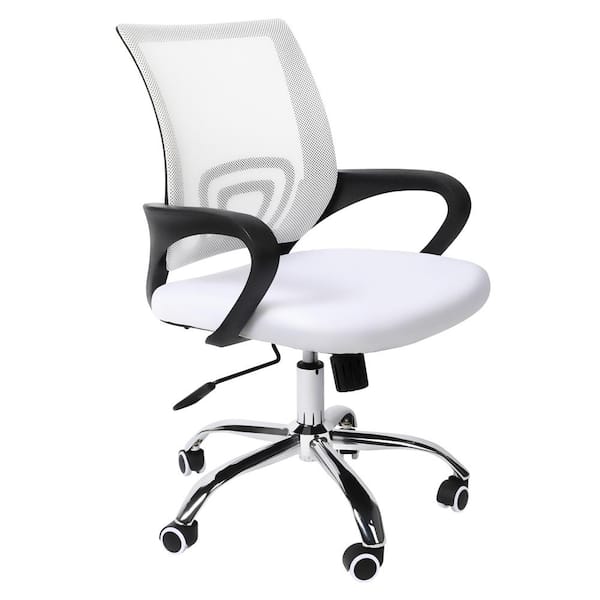 dubbin Mesh Ergonomic Office Swivel Chair in White Adjustable Height Task Chair with Lumbar Support and Armrest