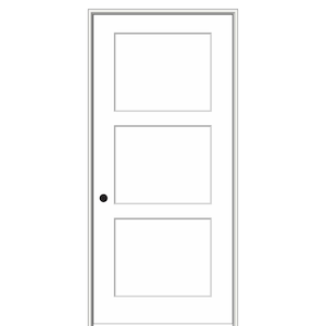 18 in. x 80 in. Smooth Birkdale 3 Panel Right-Hand Solid Core Primed Molded Composite Single Prehung Interior Door