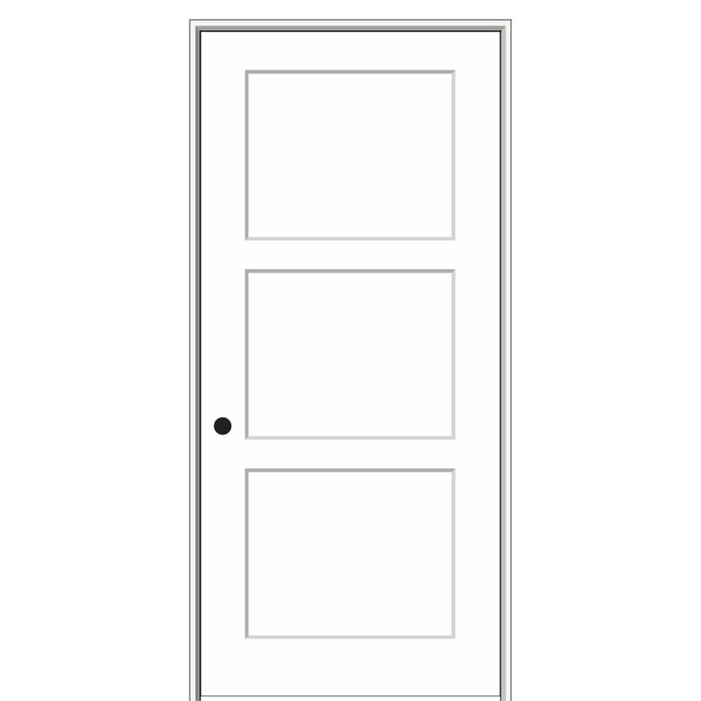 18 in. x 80 in. Smooth Birkdale 3 Panel Right-Hand Solid Core Primed Molded Composite Single Prehung Interior Door price history on PriceWatchPro
