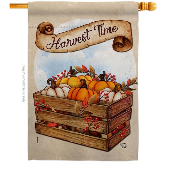Ornament Collection 28 in. x 40 in. Harvest Time Fall House Flag Double-Sided Decorative Vertical Flags