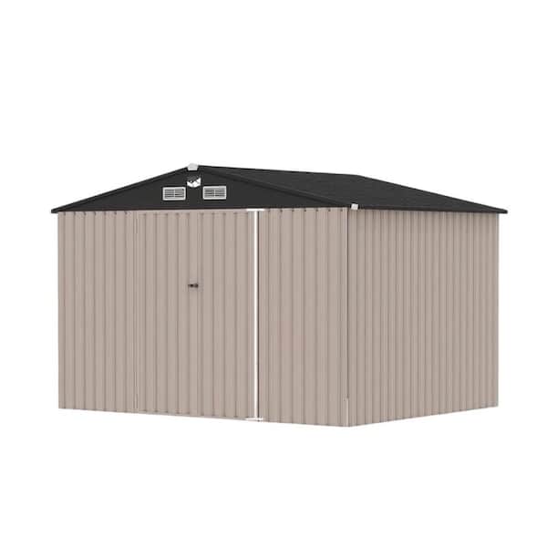 10 ft. W x 8 ft. D  80 (sq. ft.) Outdoor Metal Shed with Lockable Door, Air Vents, Solar Light for Backyard,Garden,Patio