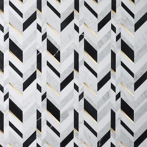 Tyra Nero 11.81 in. x 18.89 in. Polished Marble Wall Mosaic Tile (1.55 sq. ft./Each)