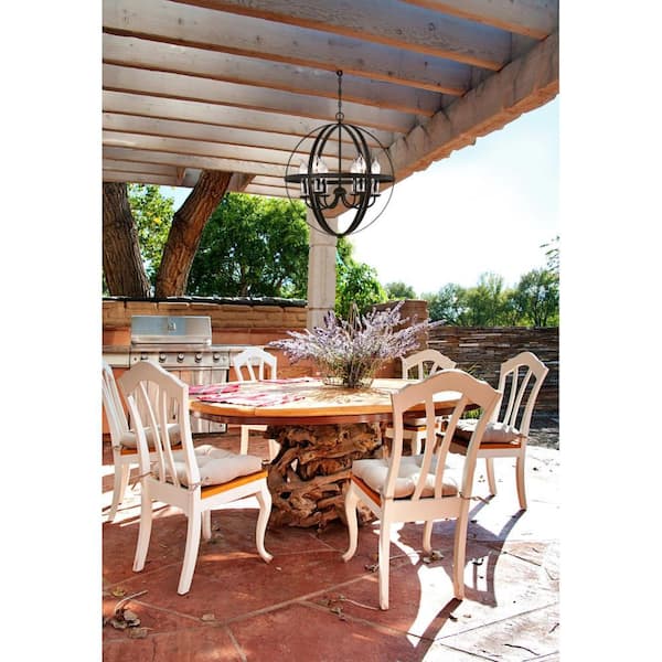 Stella Mira 6-Light Oil Rubbed Bronze with Highlights Outdoor Hanging Chandelier