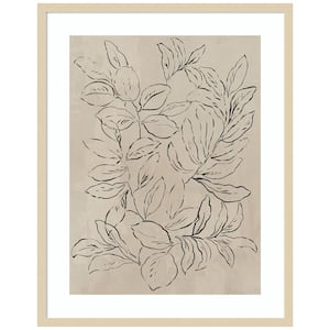 "Outlined Leaves II" by Asia Jensen 1-Piece Wood Framed Giclee Nature Art Print 26 in. x 33 in.