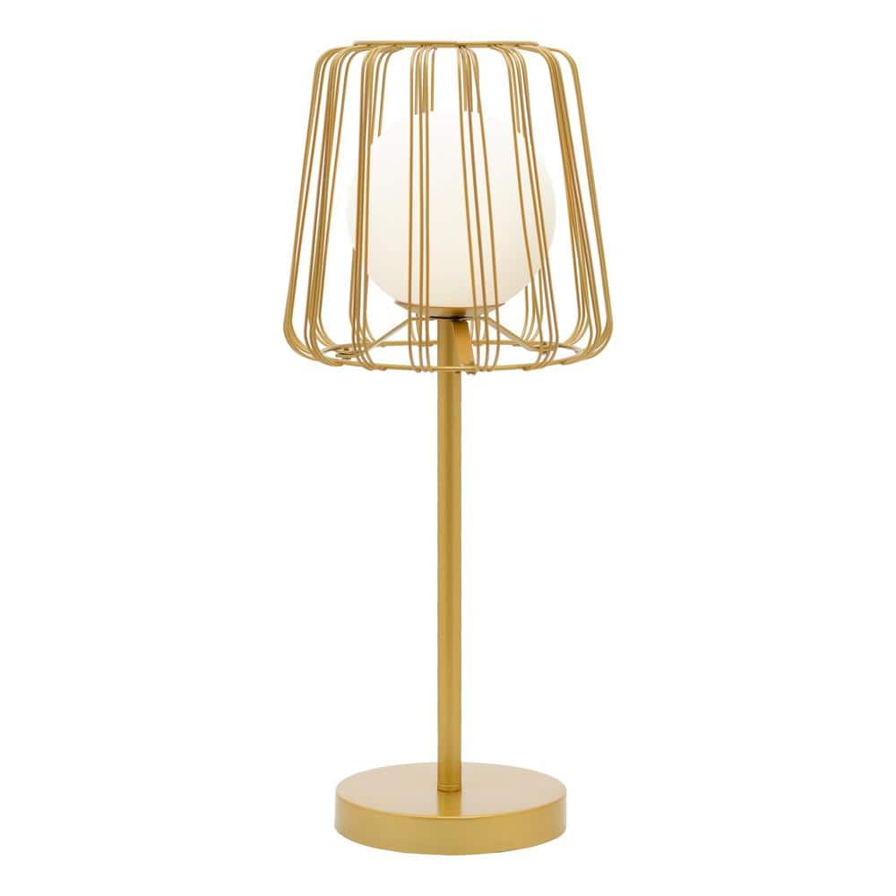 River of Goods Murray 19.75 in. Gold-Tone Candlestick Table Lamp with Frosted Glass Globe Shade