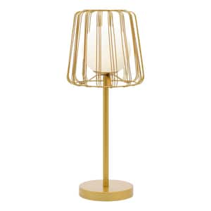 Murray 19.75 in. Gold-Tone Candlestick Table Lamp with Frosted Glass Globe Shade