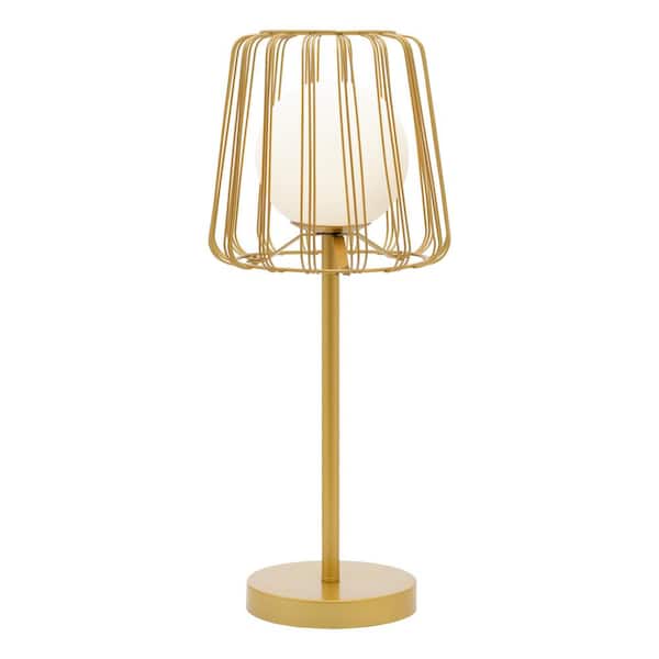 River of Goods Murray 19.75 in. Gold-Tone Candlestick Table Lamp with Frosted Glass Globe Shade