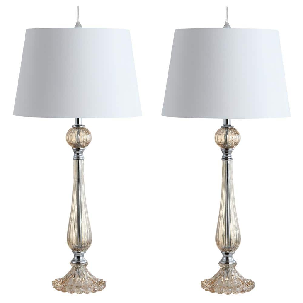 JONATHAN Y Chloe 32.5 in. Champagne Glass LED Table Lamp (Set of 2 ...