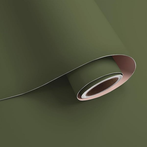 Solid Olive Green Contact Paper Peel and Stick Waterproof Removable Wallpaper Roll