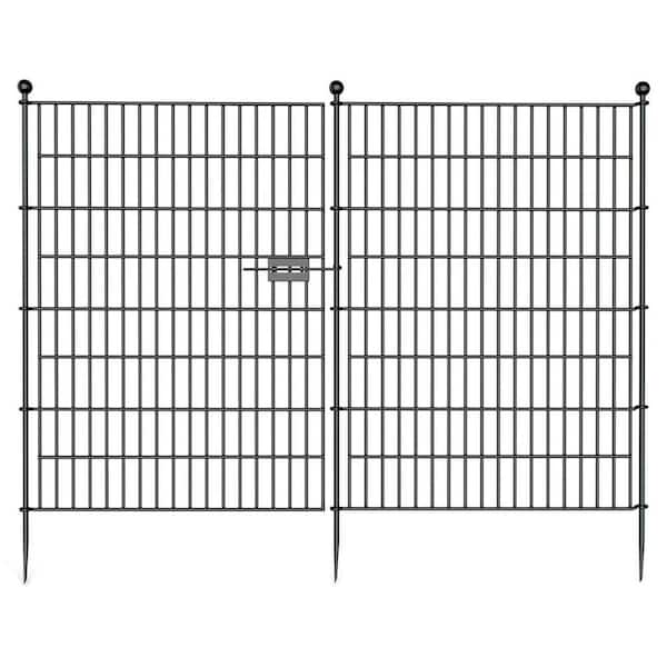 Unbranded 40 in. Metal Garden Fence, No Dig Garden Fence with Gate 10 Panels (23.6 ft)