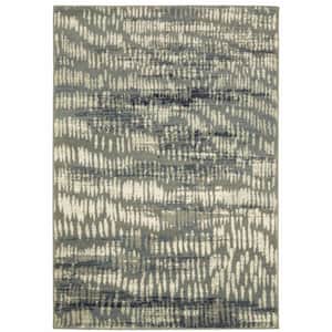 Grey Beige Blue and Light Blue  4 ft. x 6 ft. Abstract Power Loom Stain Resistant Area Rug