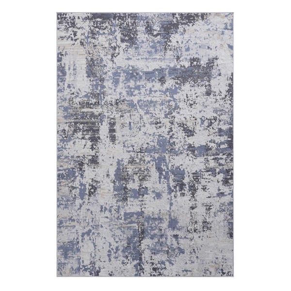 5 X 7 Grey Abstract Washable Area Rug for Bedroom, Dining Room, Living Room