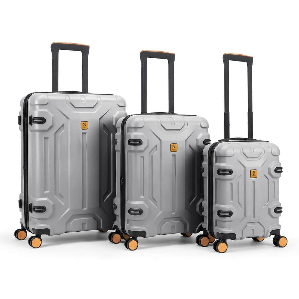 [新品・未使用]BUGATTI アレス グレー×シャンパン スターターセット HIKOLAYAE 3 Piece Silver ABS Unbreakable Hardside Spinner Luggage