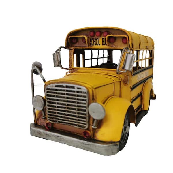 PETERSON ARTWARES Yellow 10.5 x 5 x 6 in. Metal Model School Bus Decor