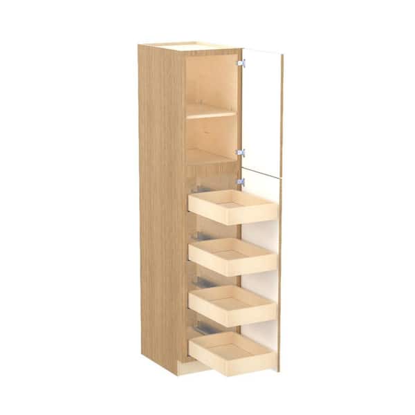 Franklin 18 in. W x 24 in. D x 84 in. H Assembled Plywood Pantry Kitchen Cabinet in Vanguard Oak with 4ROT Soft Close RH