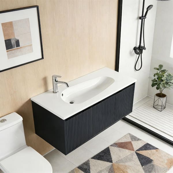 Onizbar 【Luxury】 LUXSHERY 47.63 x 18.18 in. Drop-Shaped Resin Vessel Sink in White