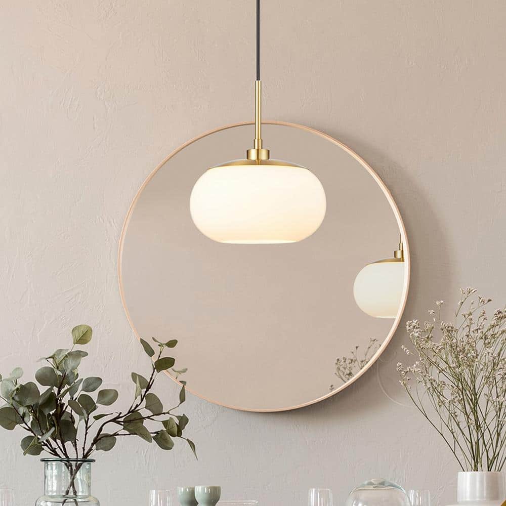 Opal White and Gold Glass Globe Pendant Light