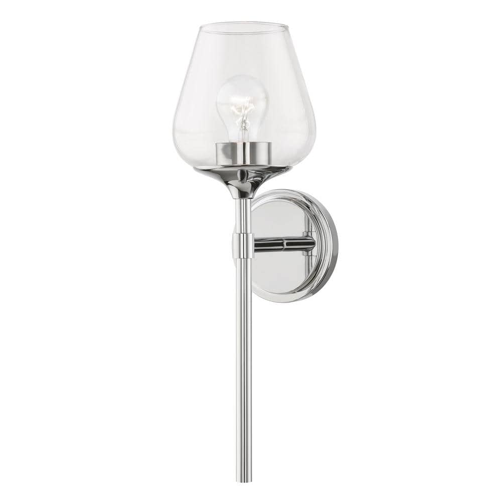 Elegant Chrome Vanity Sconce with Clear Glass Shade
