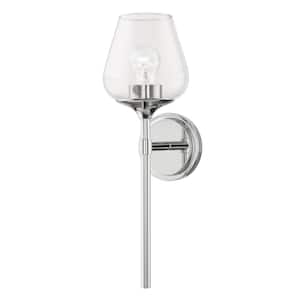 Hillbrook 5.75 in. 1-Light Polished Chrome Wall Sconce with Clear Glass