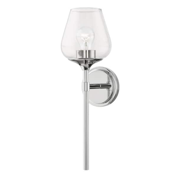 AVIANCE LIGHTING Hillbrook 5.75 in. 1-Light Polished Chrome Wall Sconce with Clear Glass