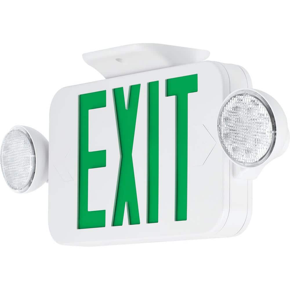 White and Green LED Combination Exit/Emergency Light