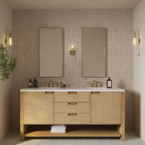 2 in. Square Latte Cream 11.875 in. x 11.875 in. Square Matte Porcelain Wall and Floor Mosaic Tile (14.69 sq. ft./Case)