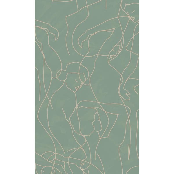Walls Republic Sea Green Abstract Model Lines Print Non-Woven Non-Pasted Textured Wallpaper 57 sq. ft.