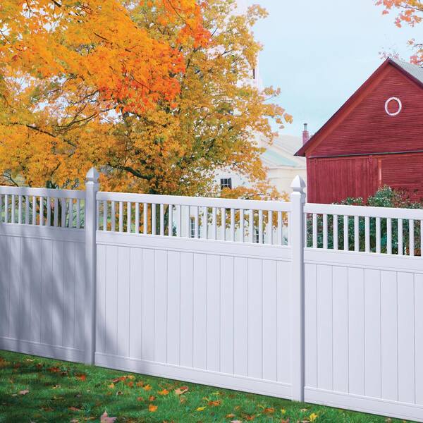 Outdoor Essentials Woodbridge 4-ft H x 6-ft W White Privacy Vinyl Fence Panel (Unassembled)